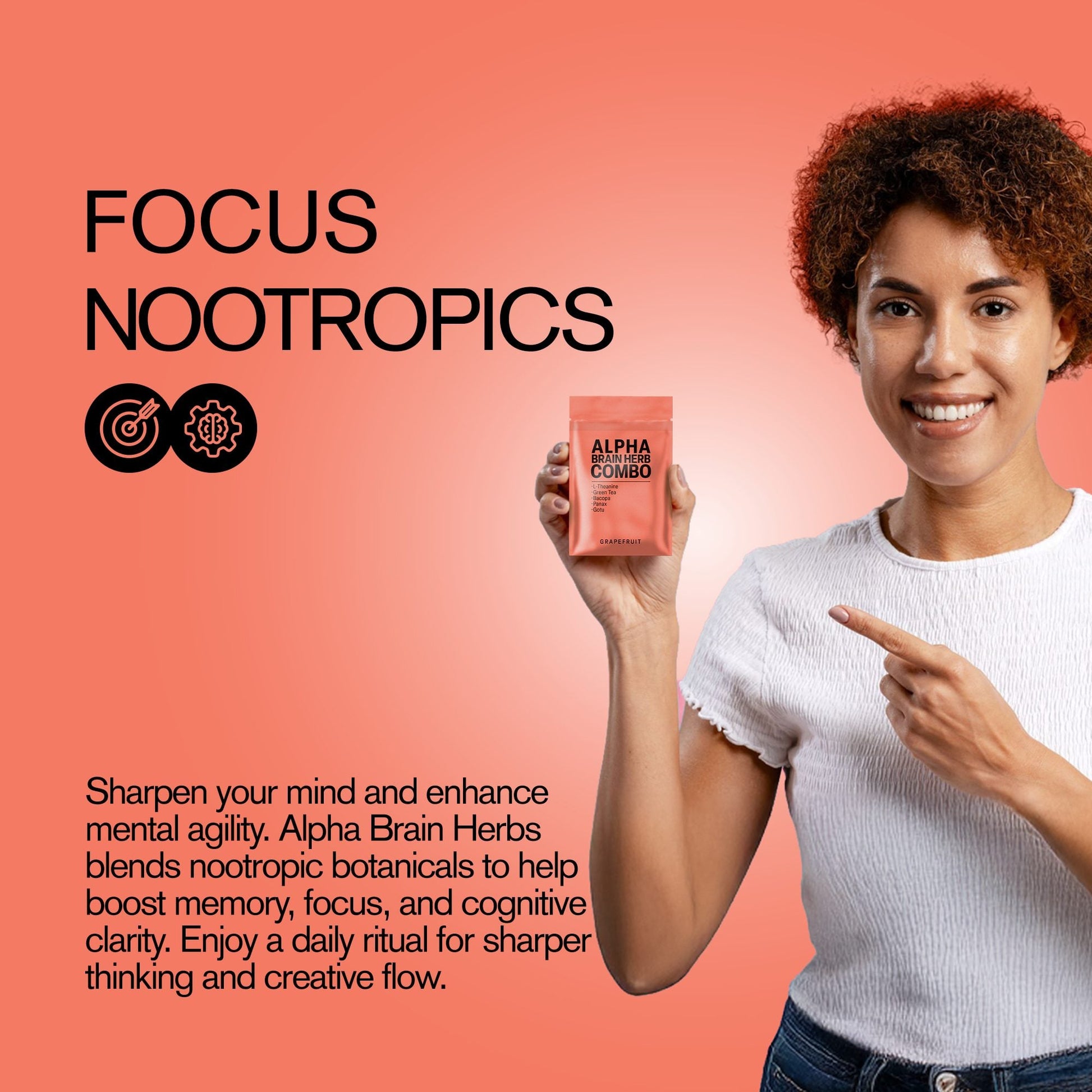 500mg Alpha Brain Herb Combo Tablets - Grapefruit - Mood Tablets
