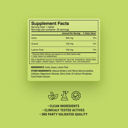 500mg Amla Vitamin C Tablets - Lemon-Guava - Mood Tablets