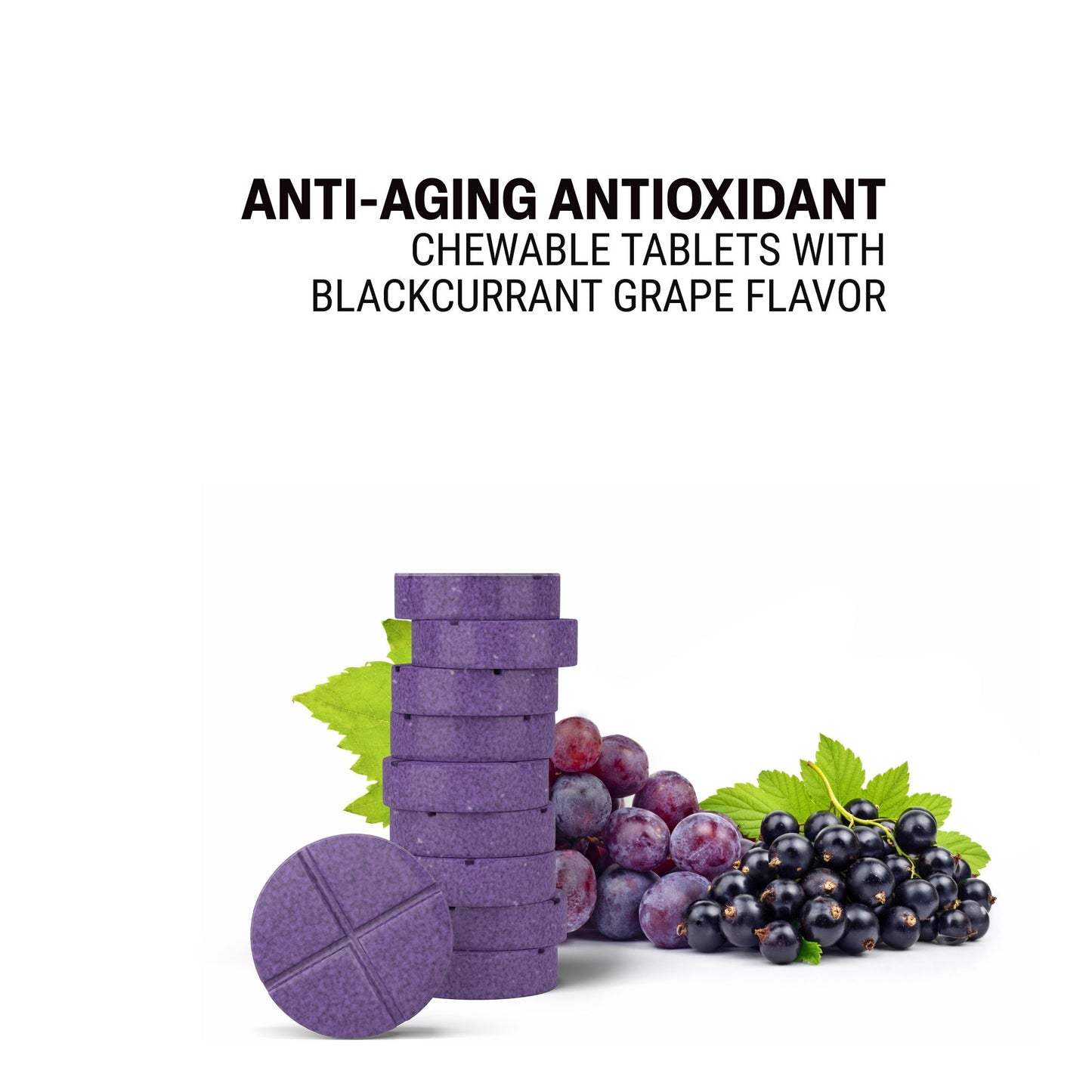 500mg Anti-Aging Antioxidant Tablets - Blackcurrant Grape - Mood Tablets