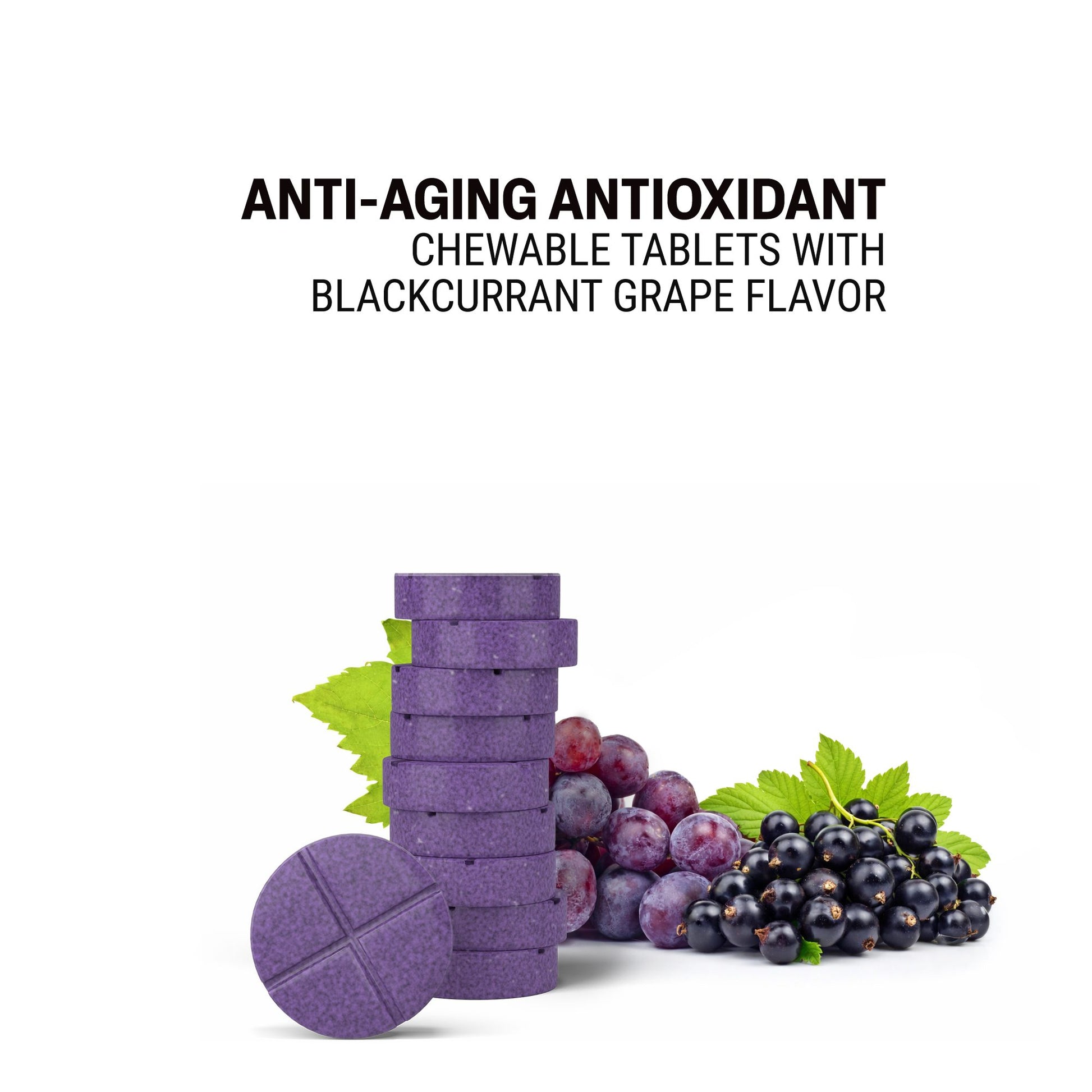 500mg Anti-Aging Antioxidant Tablets - Blackcurrant Grape - Mood Tablets