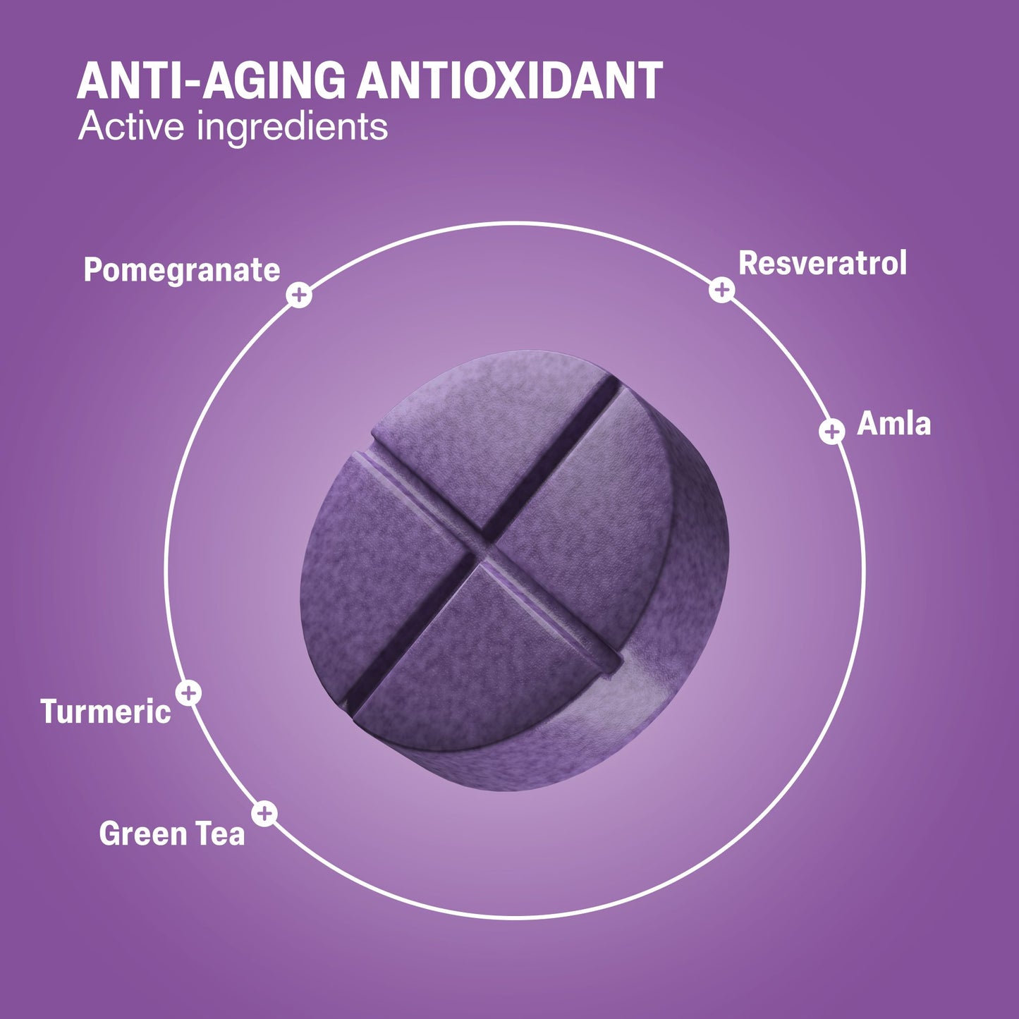 500mg Anti-Aging Antioxidant Tablets - Blackcurrant Grape - Mood Tablets