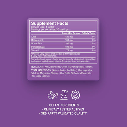500mg Anti-Aging Antioxidant Tablets - Blackcurrant Grape - Mood Tablets