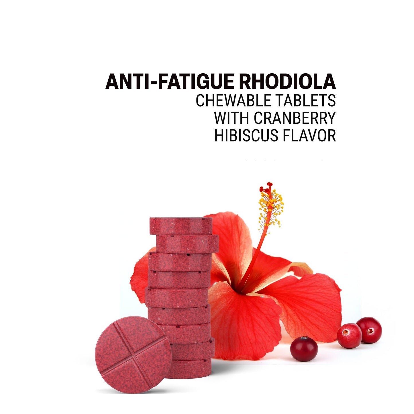 500mg Anti-Fatigue Rhodiola Tablets - Cranberry Hibiscus - Mood Tablets