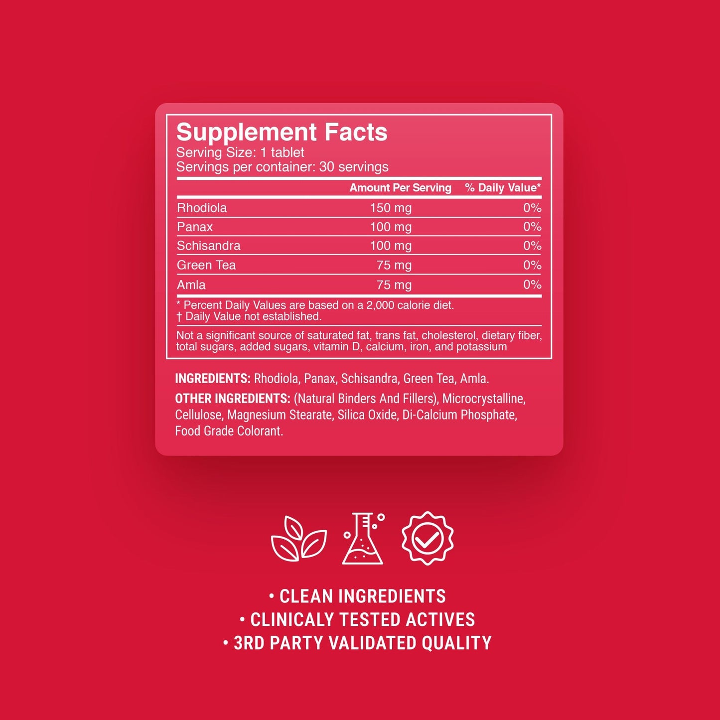 500mg Anti-Fatigue Rhodiola Tablets - Cranberry Hibiscus - Mood Tablets