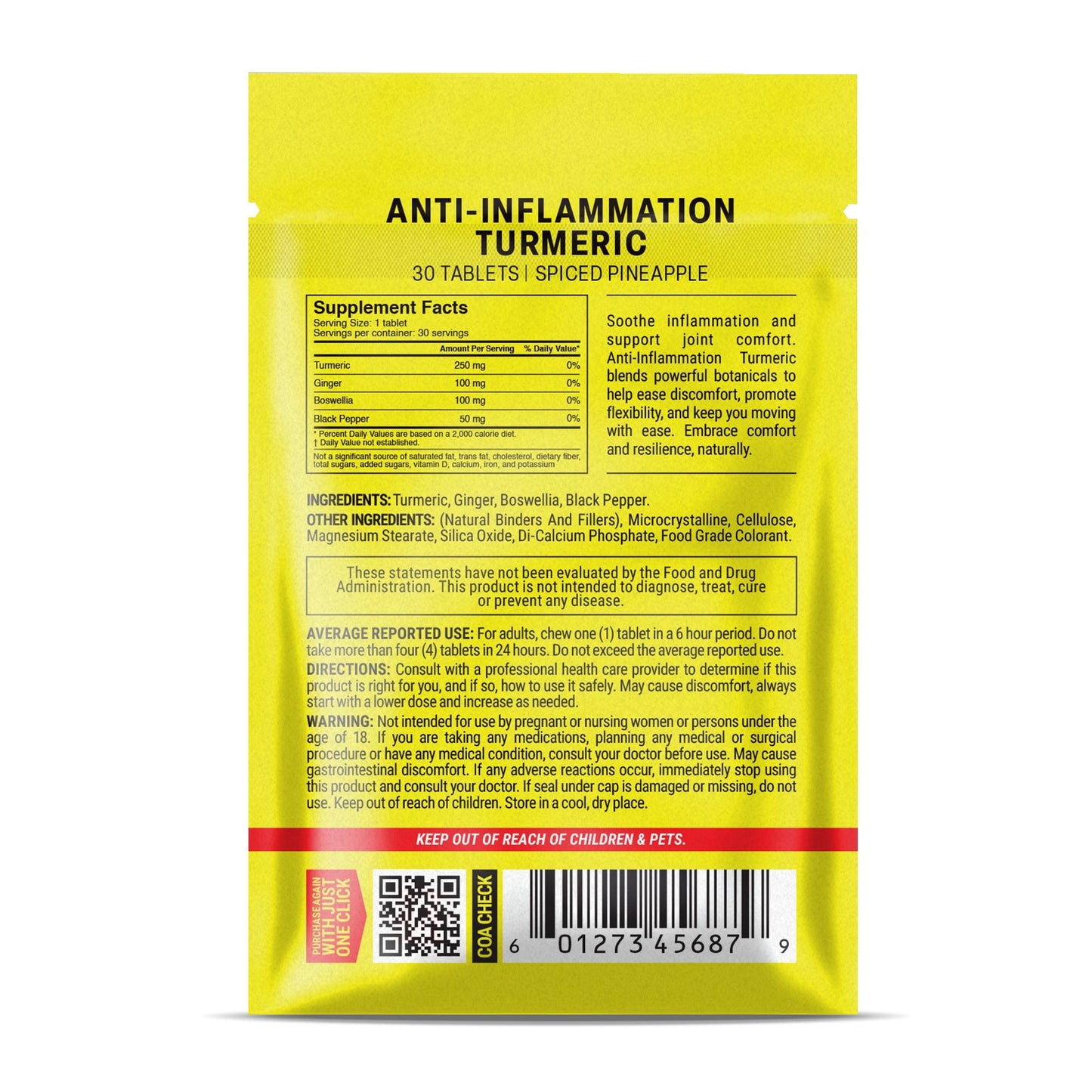 500mg Anti-Inflammation Turmeric Tablets - Spiced Pineapple - Mood Tablets