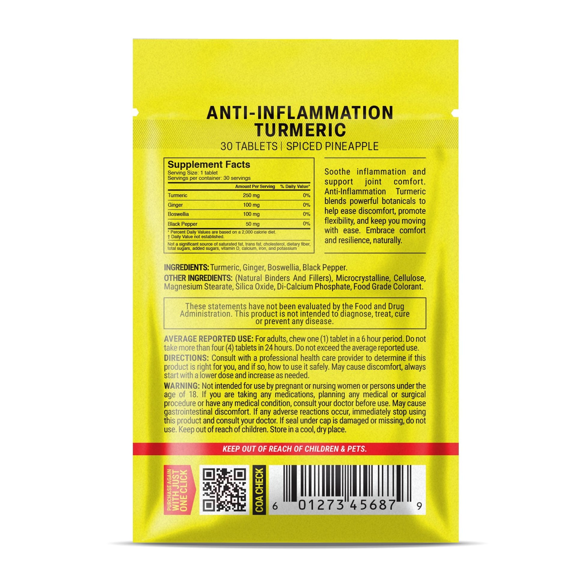 500mg Anti-Inflammation Turmeric Tablets - Spiced Pineapple - Mood Tablets