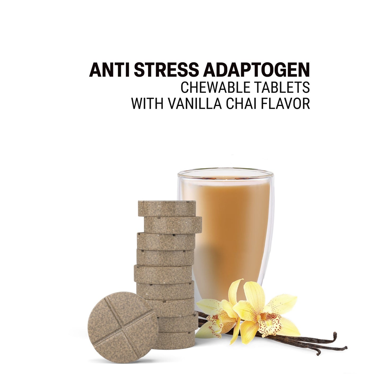 500mg Anti-Stress Tablets - Cardamon Vanilla Chai - Mood Tablets