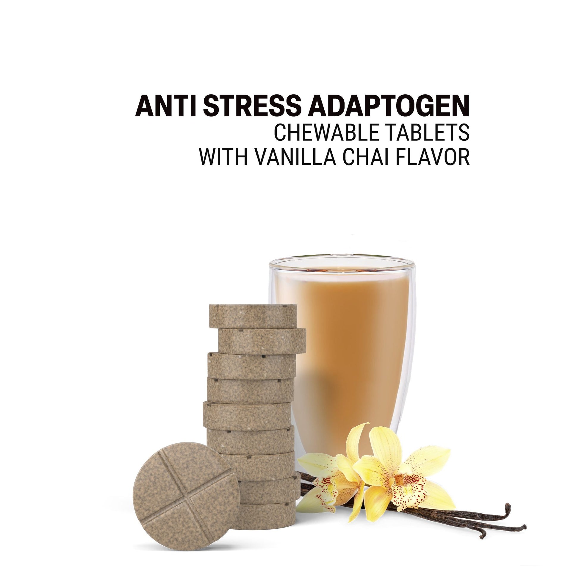 500mg Anti-Stress Tablets - Cardamon Vanilla Chai - Mood Tablets