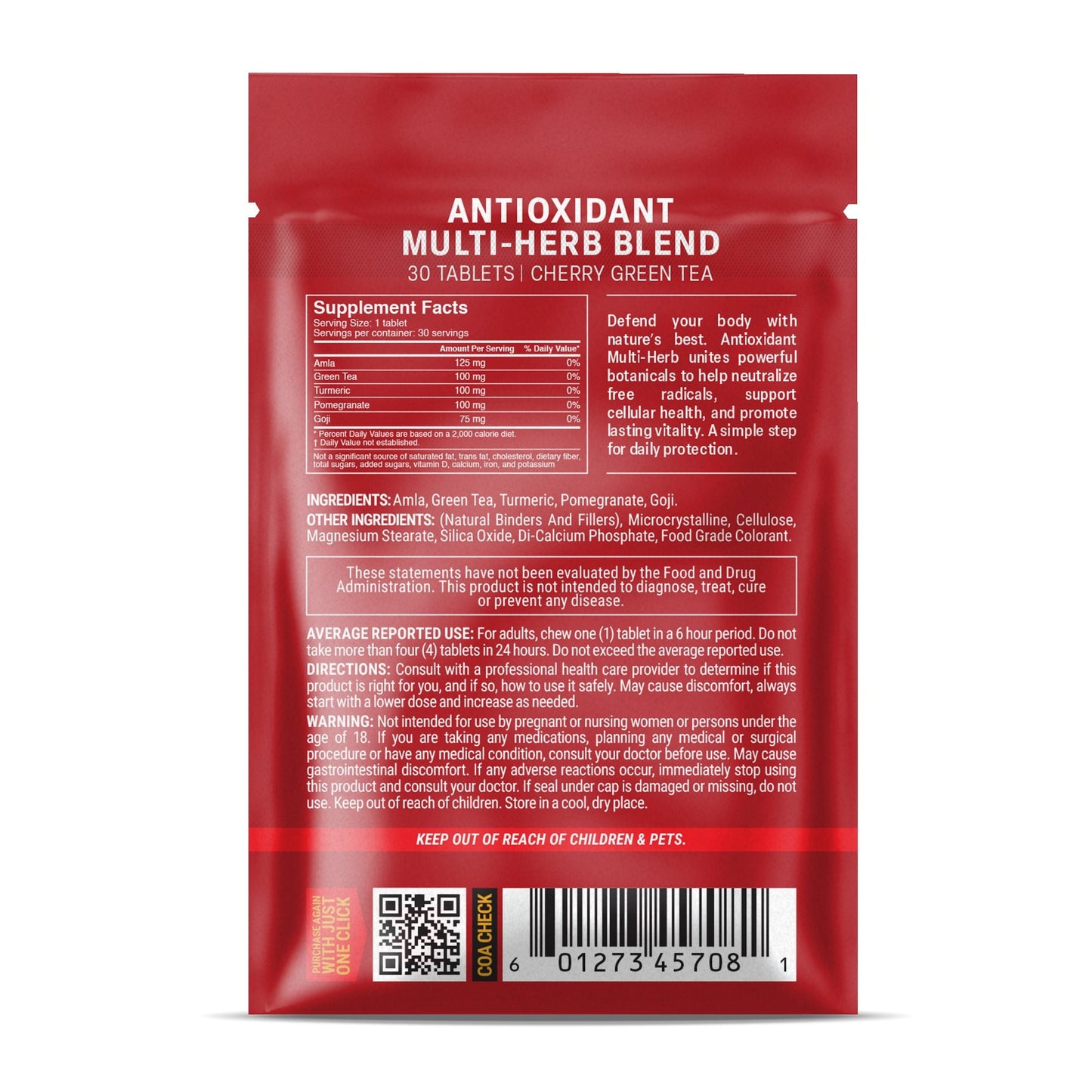 500mg Antioxidant Multi-Herb Tablets - Cherry Green Tea - Mood Tablets