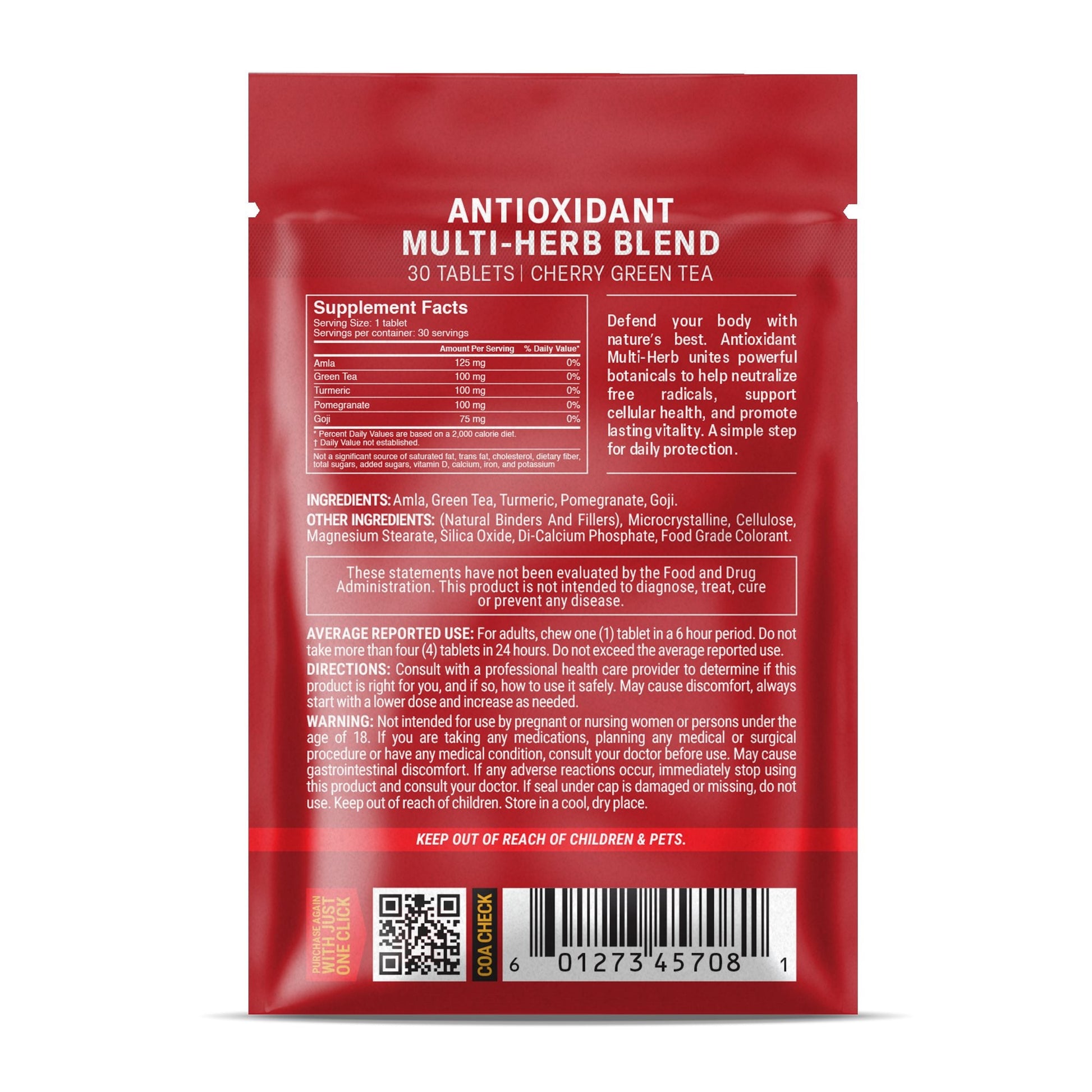 500mg Antioxidant Multi-Herb Tablets - Cherry Green Tea - Mood Tablets