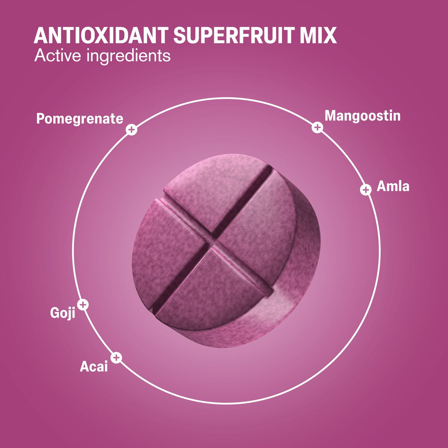 500mg Antioxidant Superfruit Mix Tablets - Berry Pomegranate - Mood Tablets