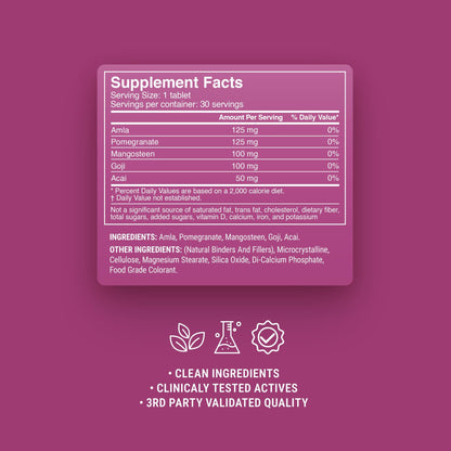 500mg Antioxidant Superfruit Mix Tablets - Berry Pomegranate - Mood Tablets