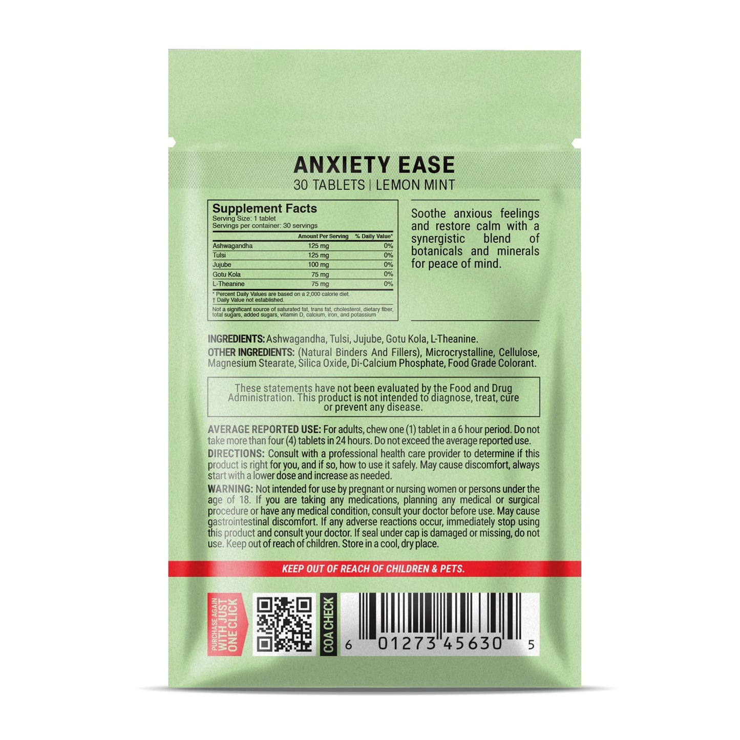 500mg Anxiety Ease Tablets - Lemon Mint - Mood Tablets