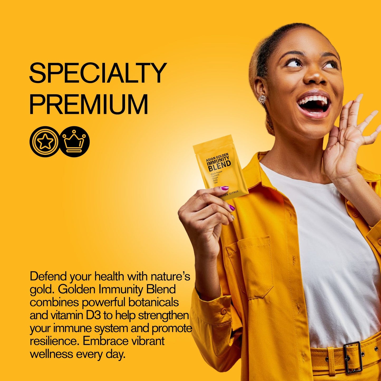 500mg Asian Golden Immunity Blend Tablets - Golden Citrus - Mood Tablets