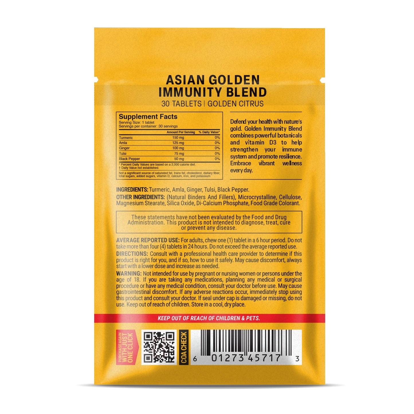 500mg Asian Golden Immunity Blend Tablets - Golden Citrus - Mood Tablets