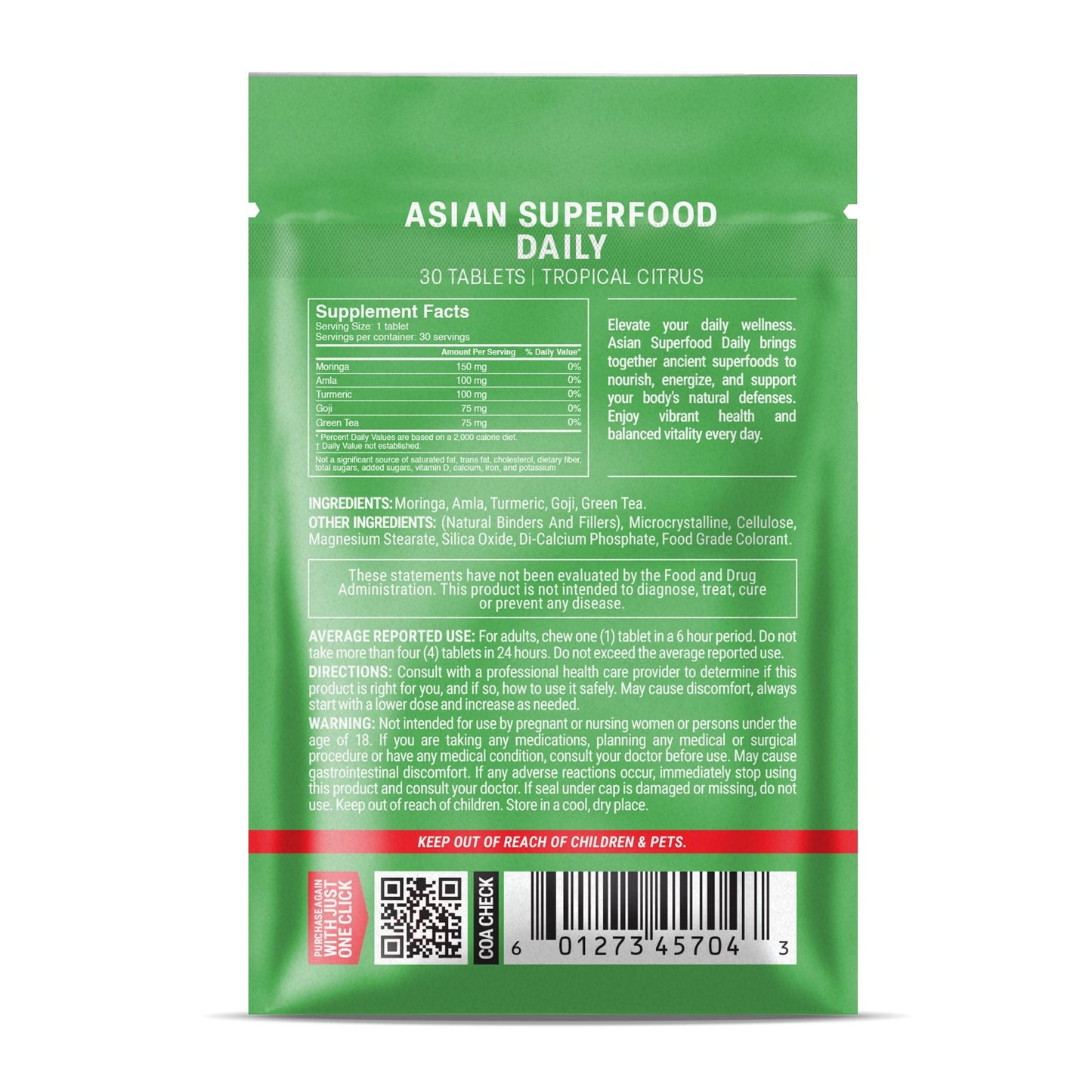 500mg Asian Superfood Daily Tablets - Tropical Citrus - Mood Tablets