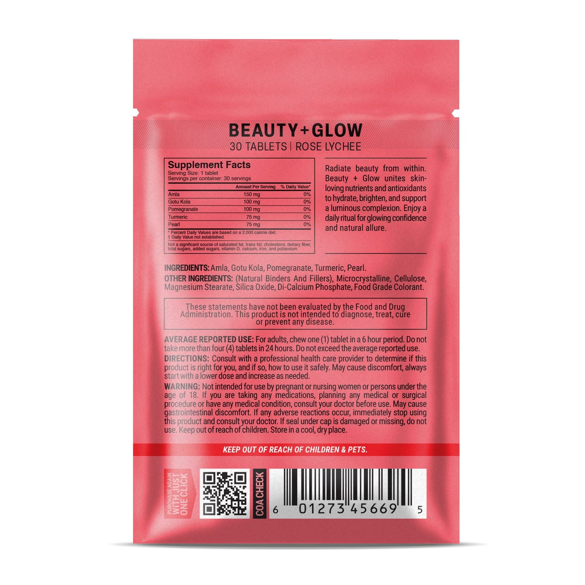 500mg Beauty + Glow Tablets - Rose Lychee - Mood Tablets