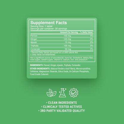 500mg Bloat Relief Tablets - Mint Fennel - Mood Tablets
