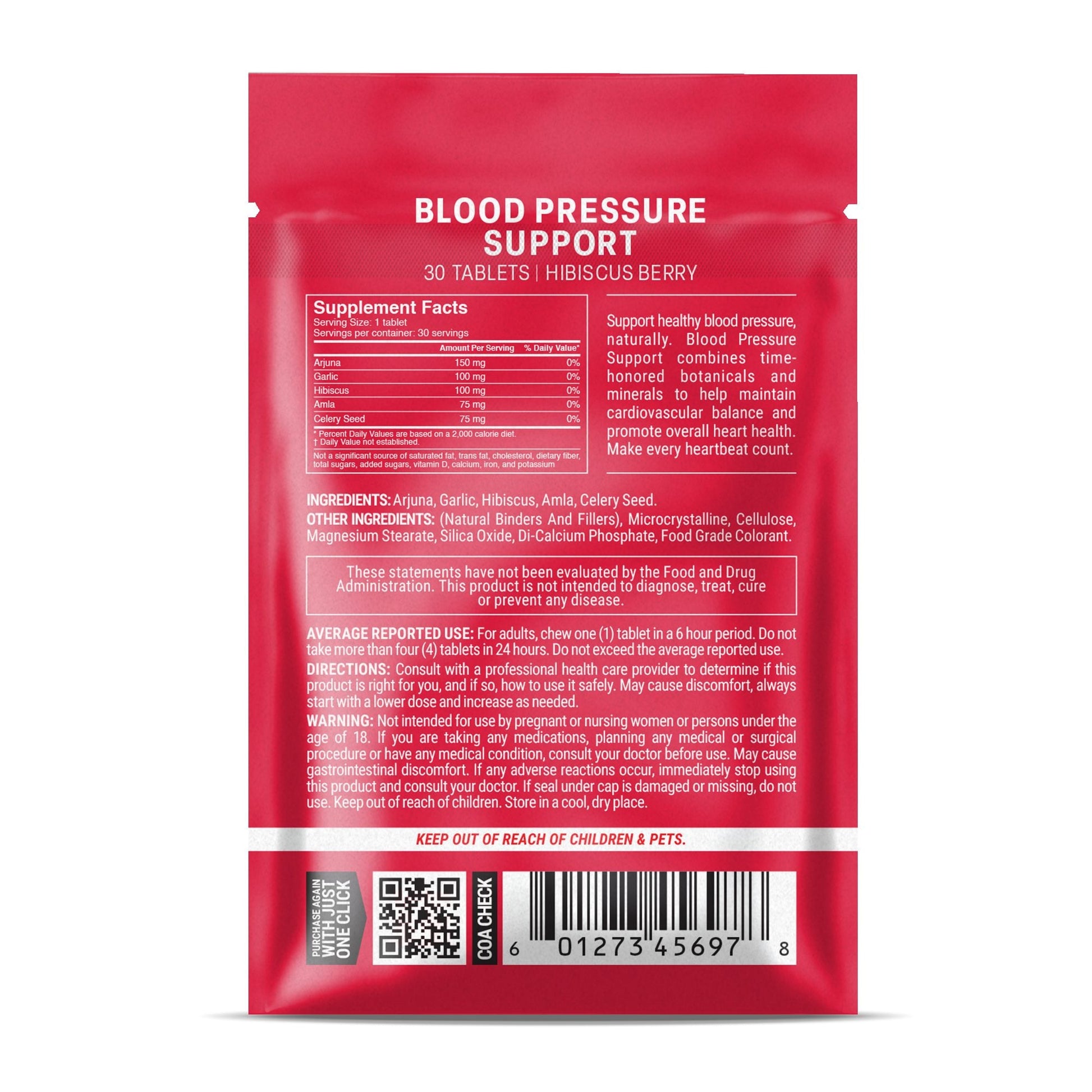500mg Blood Pressure Support Tablets - Hibiscus Berry - Mood Tablets