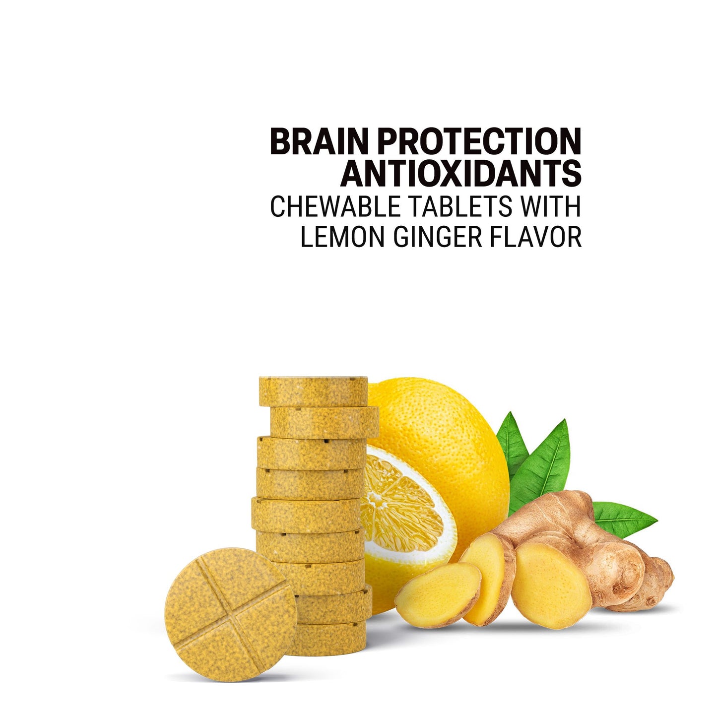 500mg Brain Protection Antioxidants Tablets - Lemon Ginger - Mood Tablets