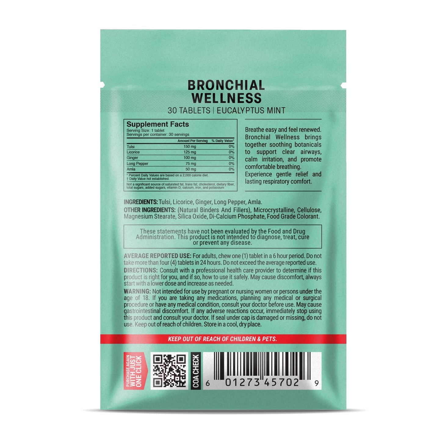 500mg Bronchial Wellness Tablets - Eucalyptus Mint - Mood Tablets