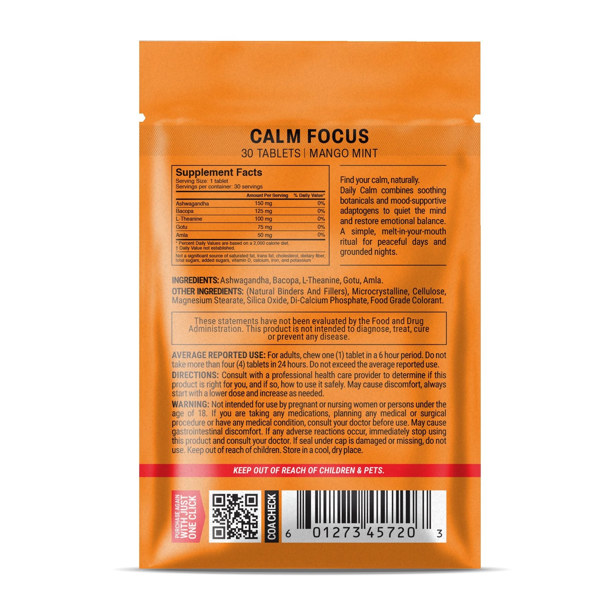 500mg Calm Focus Tablets - Mango Mint - Mood Tablets