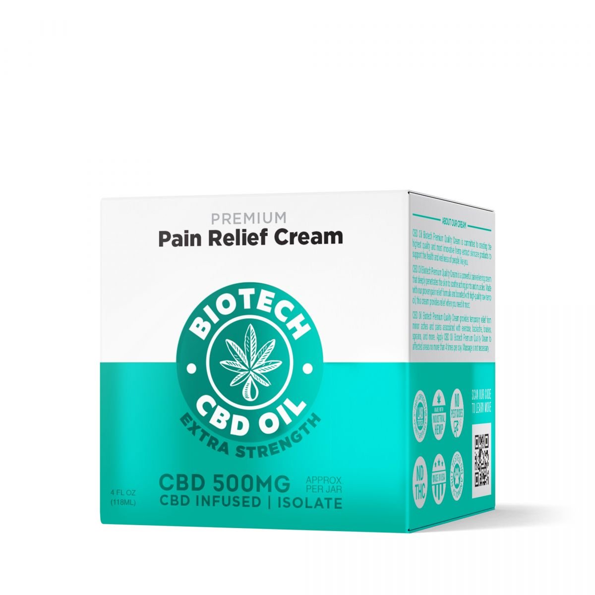 500mg CBD Pain Relief Cream - 4oz - Biotech CBD
