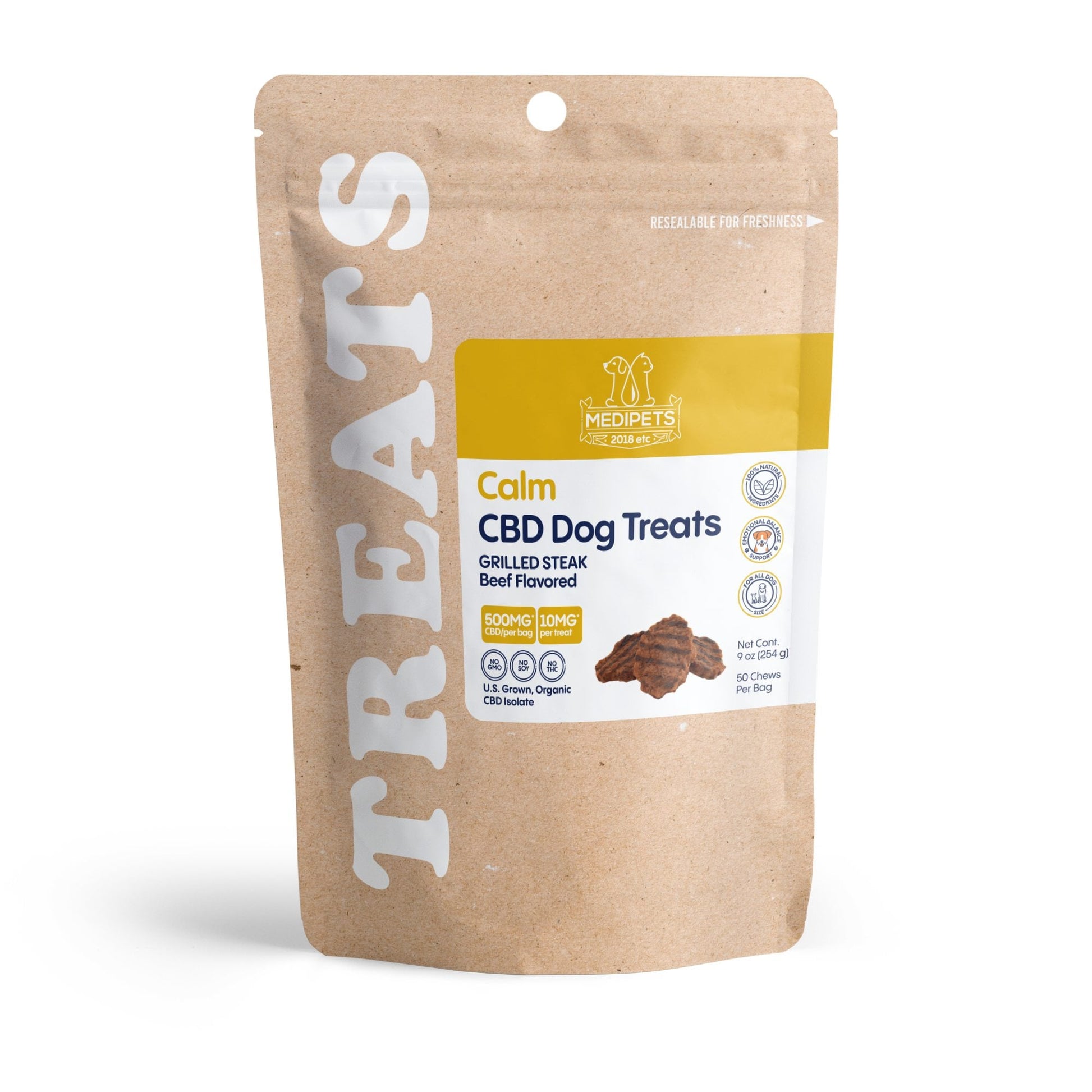 500mg CBD Pet Treats For Dogs - Grilled Steak - MediPets