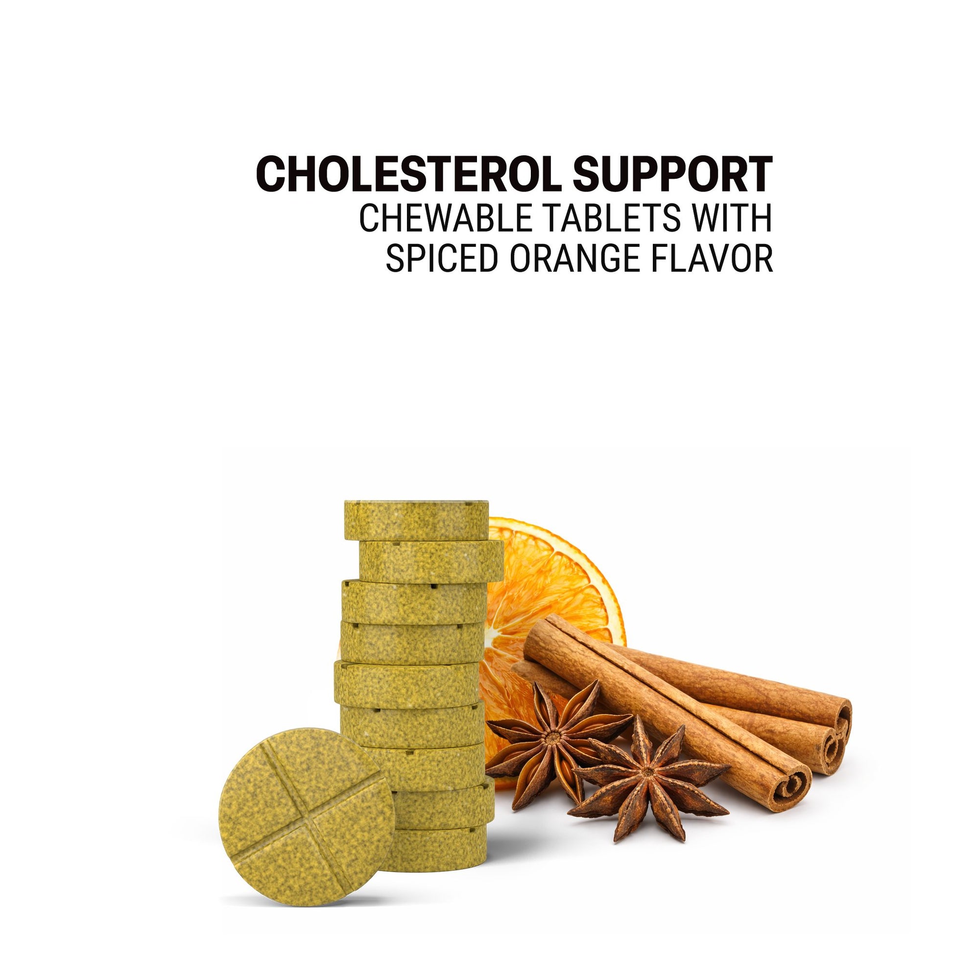 500mg Cholesterol Support Tablets - Spiced Orange - Mood Tablets