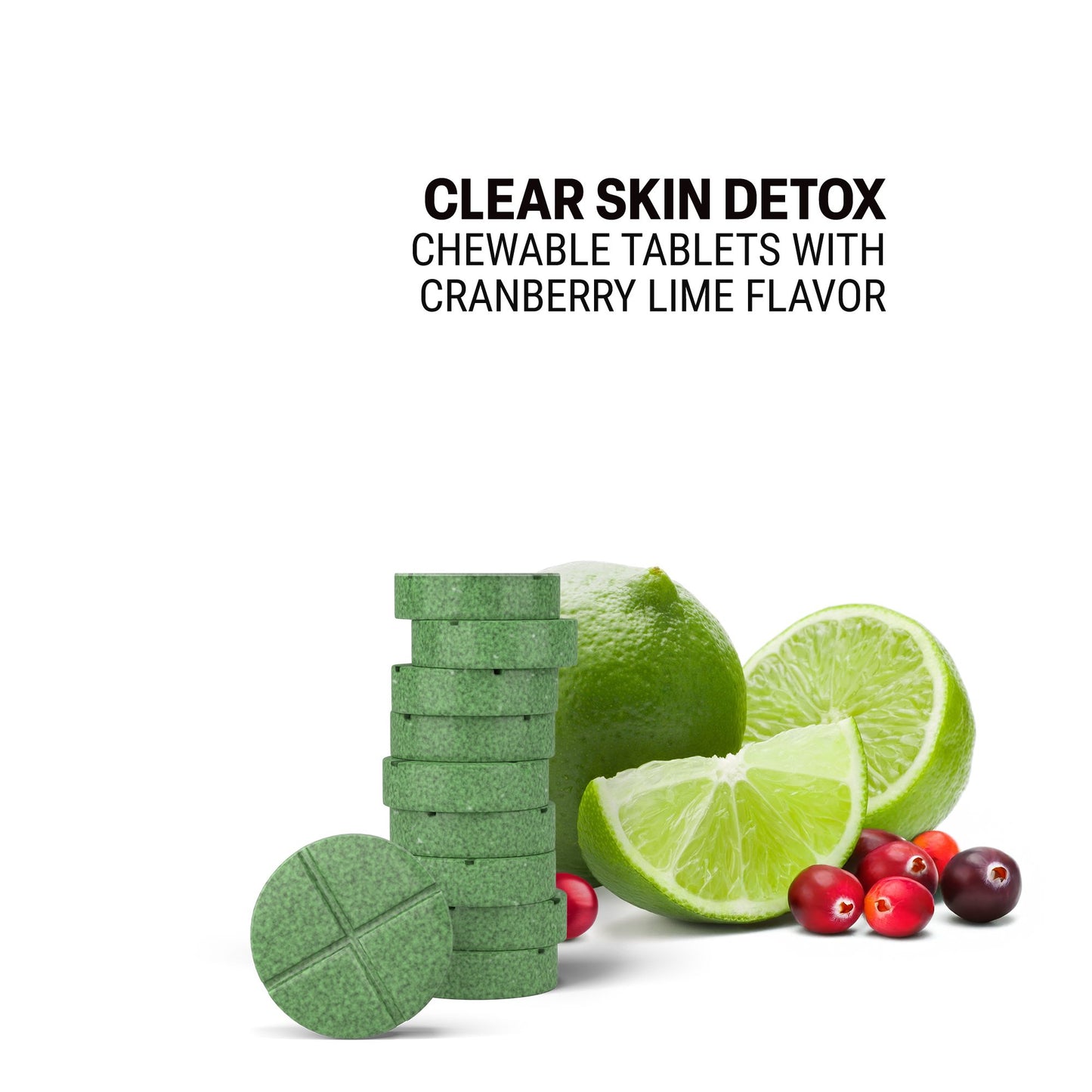 500mg Clear Skin Detox Tablets - Cranberry Lime - Mood Tablets