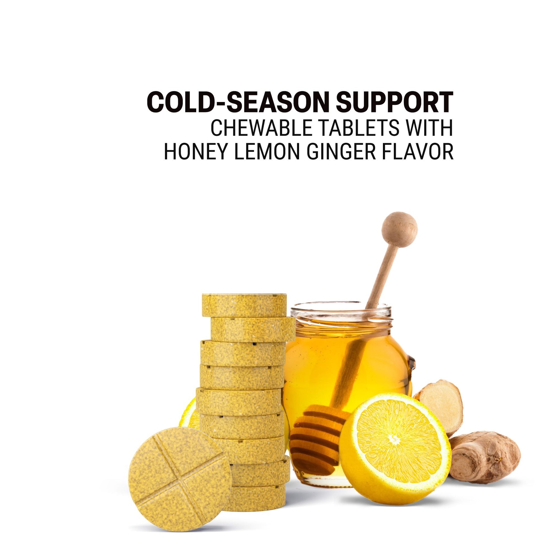 500mg Cold Season Support Tablets - Honey Ginger Lemon - Mood Tablets