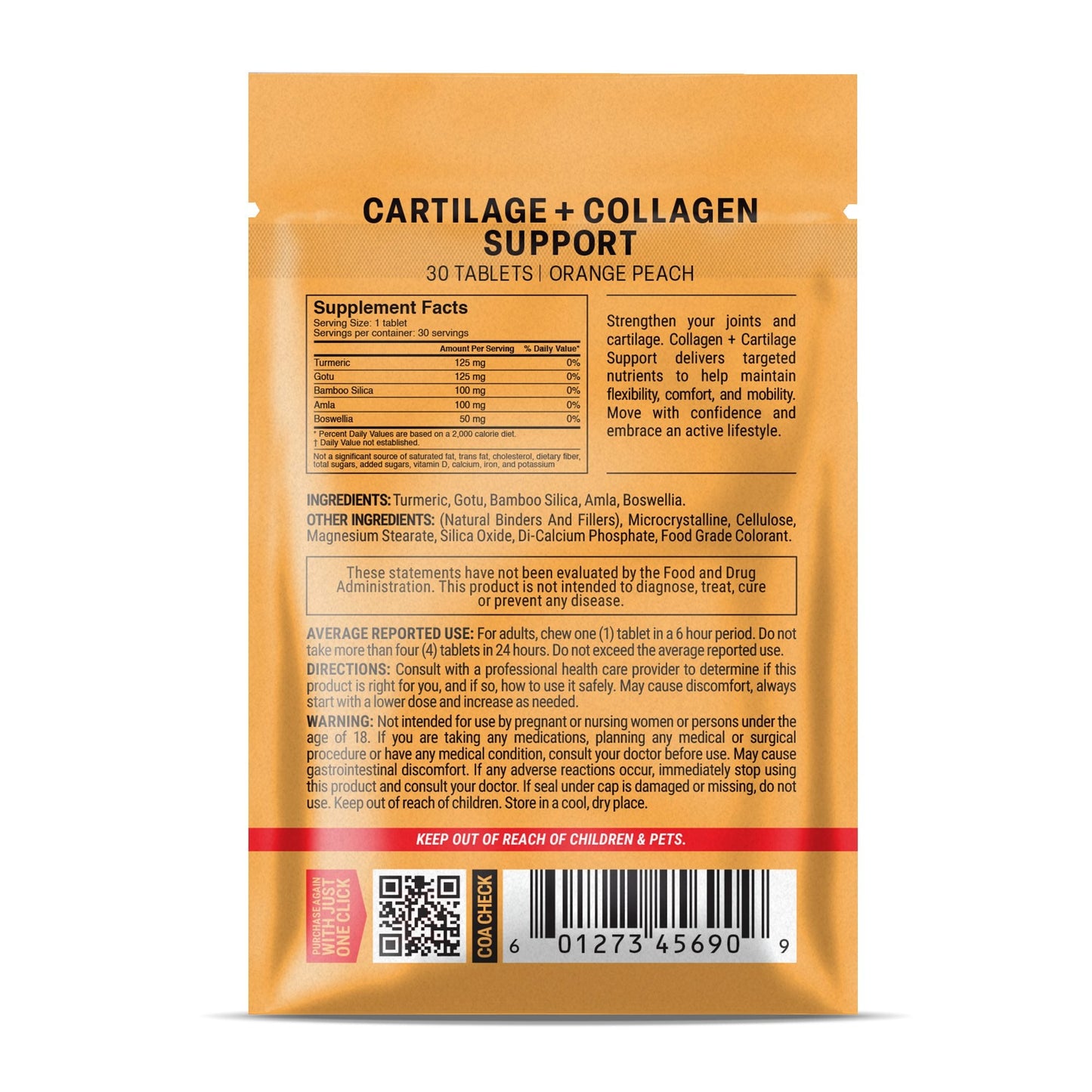 500mg Collagen + Cartilage Support Tablets - Orange Peach - Mood Tablets