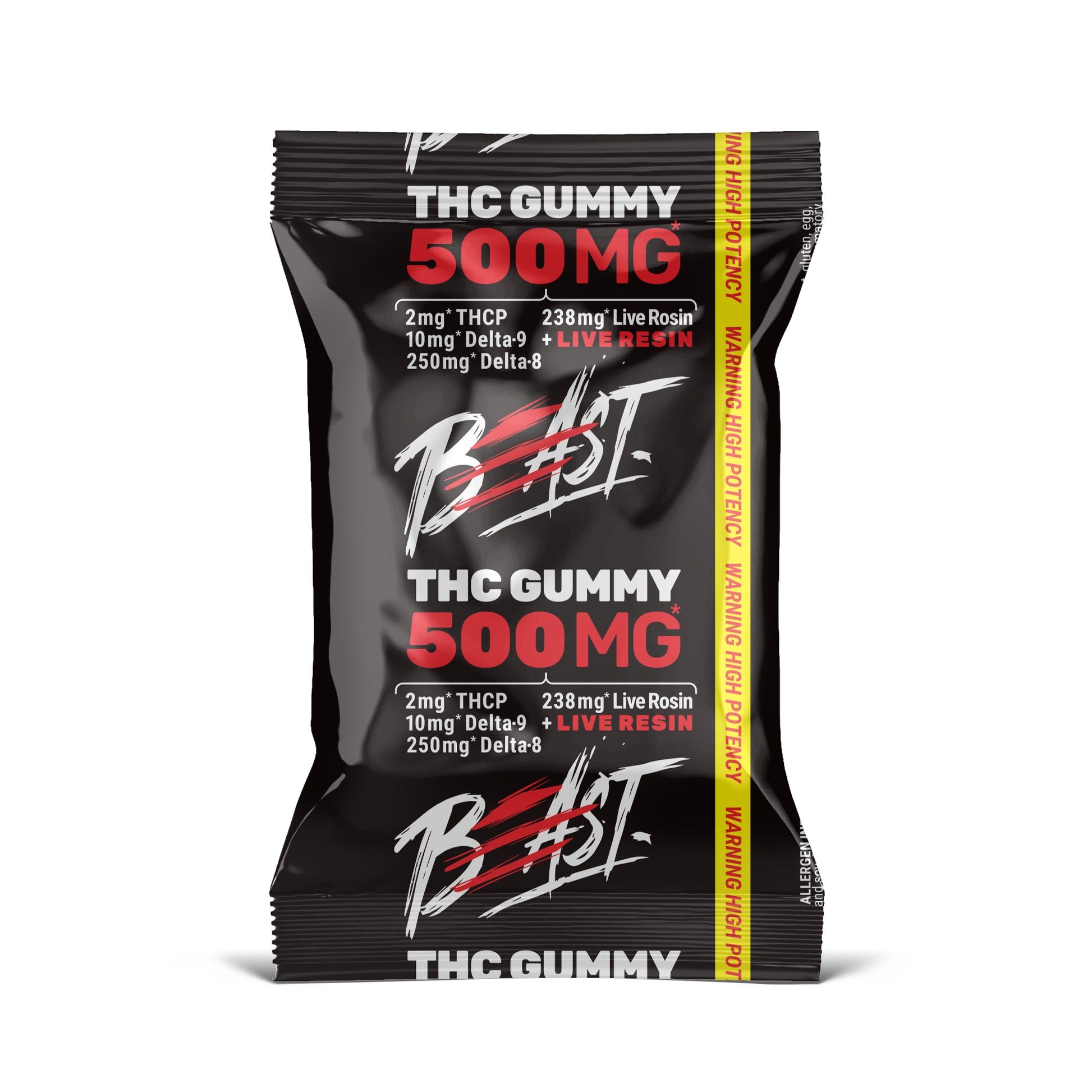 500mg D8, D9, THCP, Live Resin Gummies - Beast