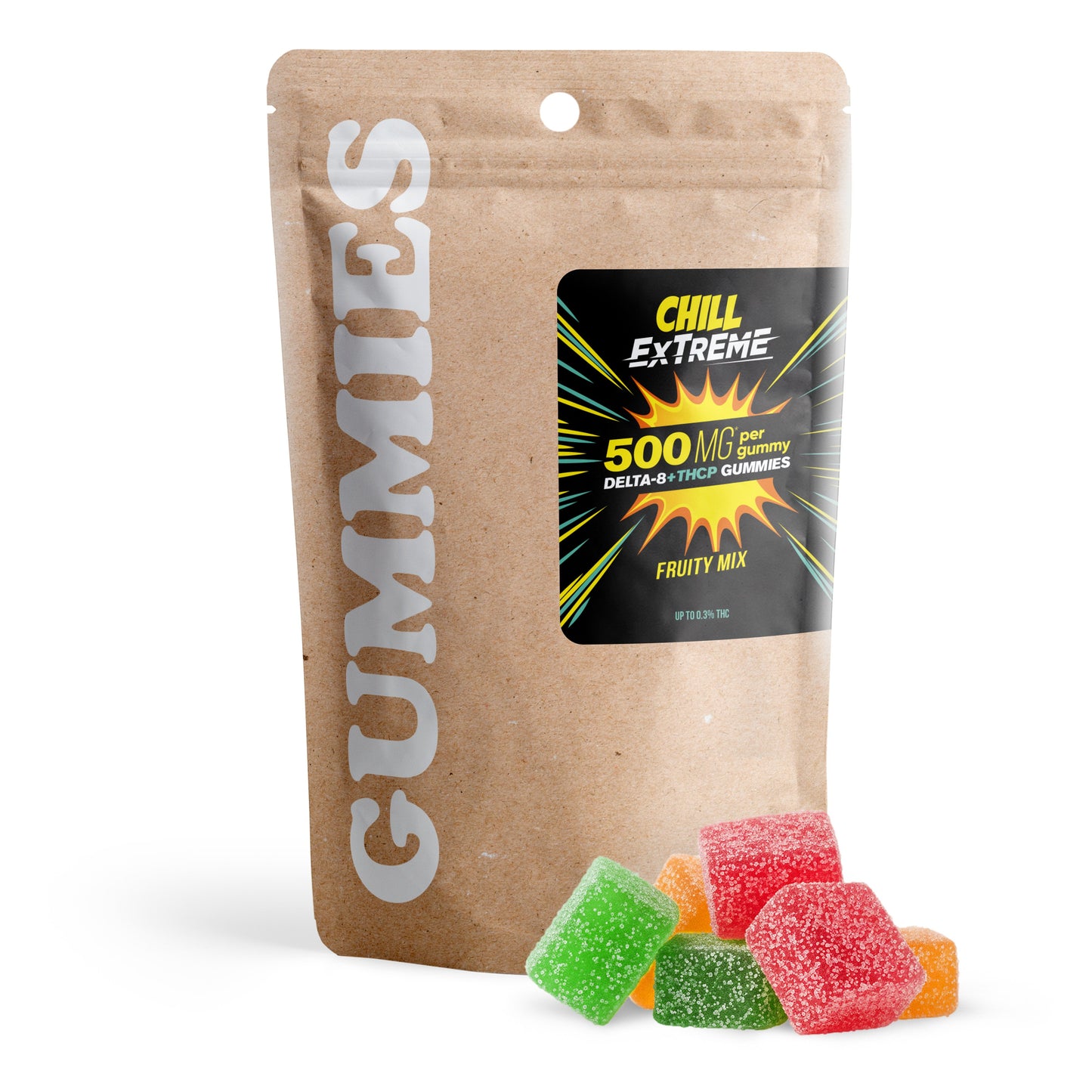 500mg D8 & THCP Gummies - Fruity Mix - Chill Extreme