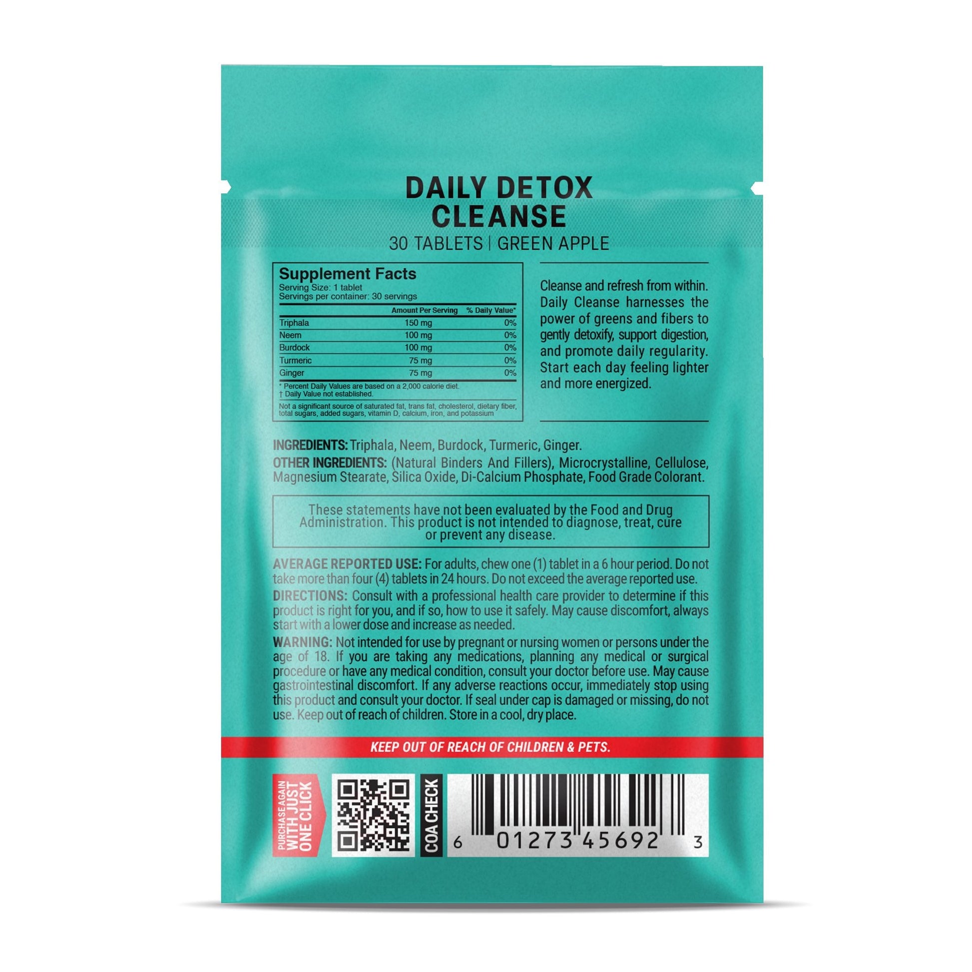 500mg Daily Cleanse Tablets - Green Apple - Mood Tablets