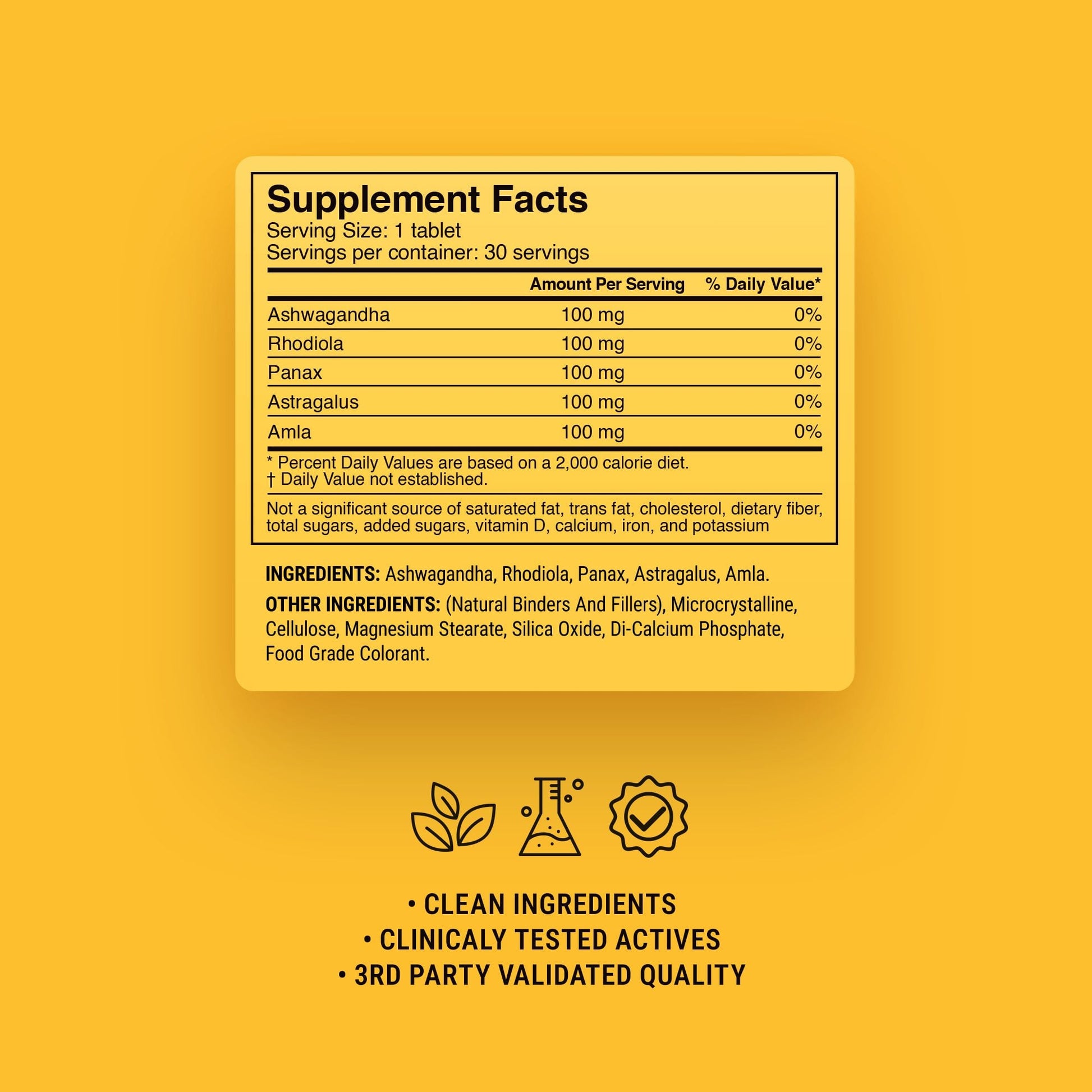 500mg Daily Performance Adaptogen Tablets - Pineapple Ginger - Mood Tablets