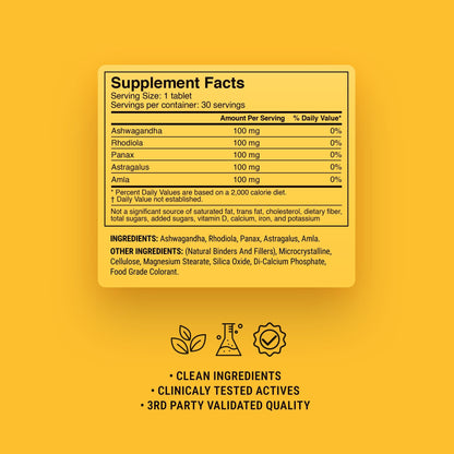 500mg Daily Performance Adaptogen Tablets - Pineapple Ginger - Mood Tablets