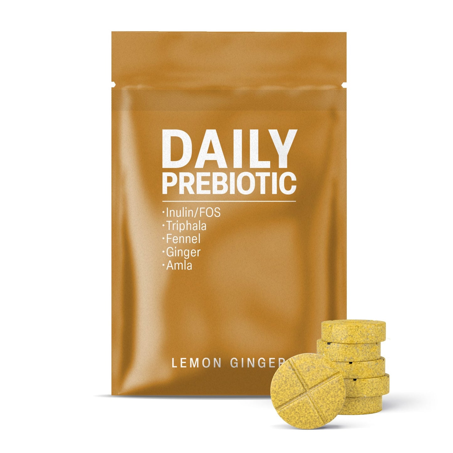 500mg Daily Prebiotic Tablets - Lemon Ginger - Mood Tablets