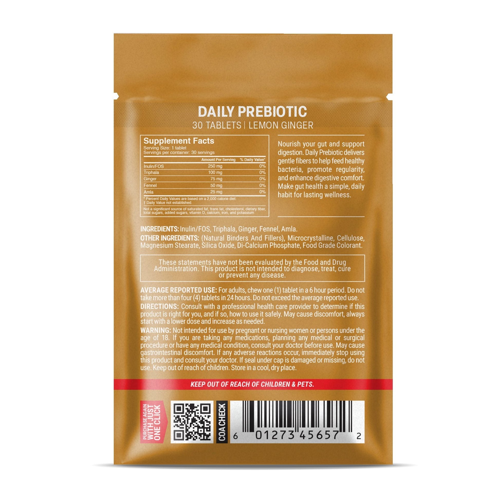 500mg Daily Prebiotic Tablets - Lemon Ginger - Mood Tablets