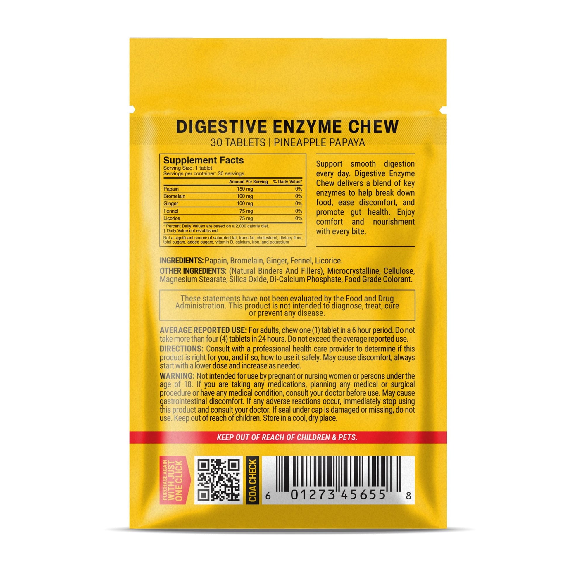 500mg Digestive Enzyme Tablets - Pineapple Papaya - Mood Tablets