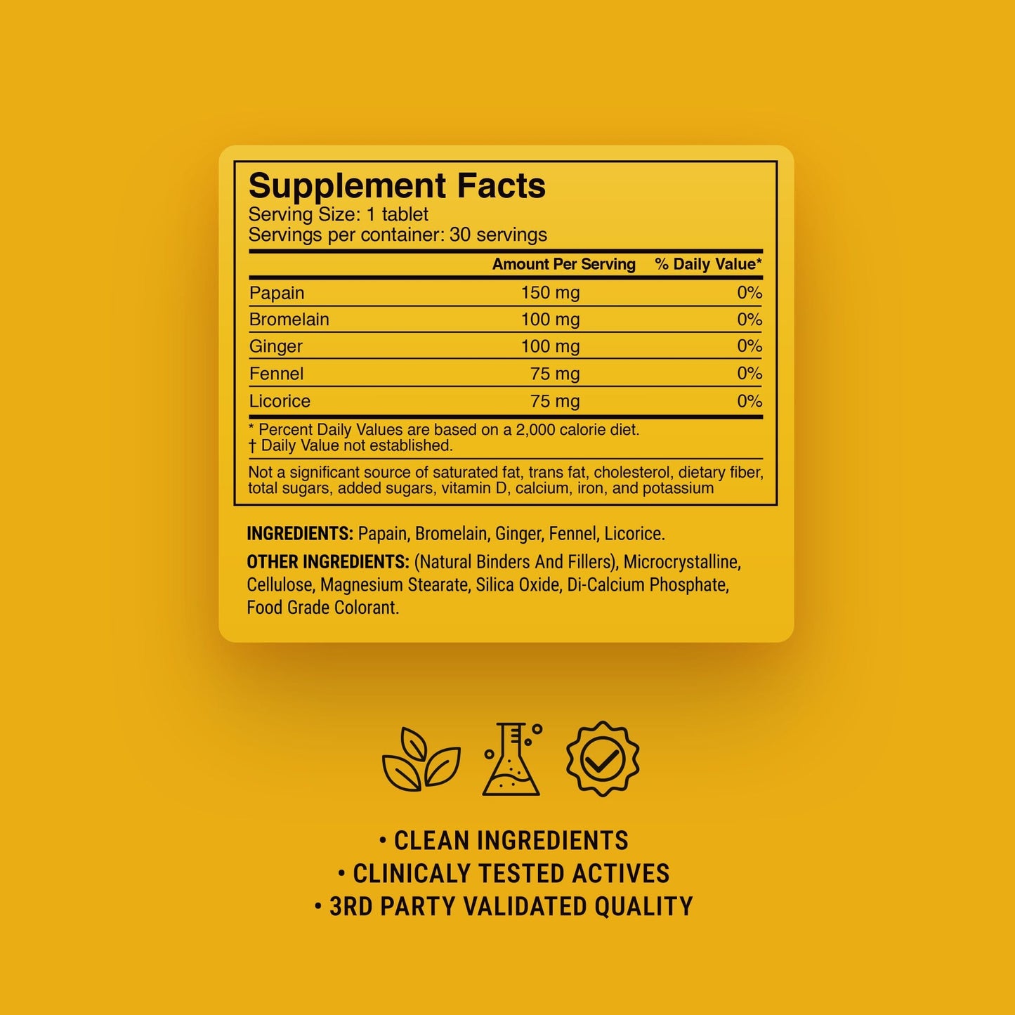 500mg Digestive Enzyme Tablets - Pineapple Papaya - Mood Tablets
