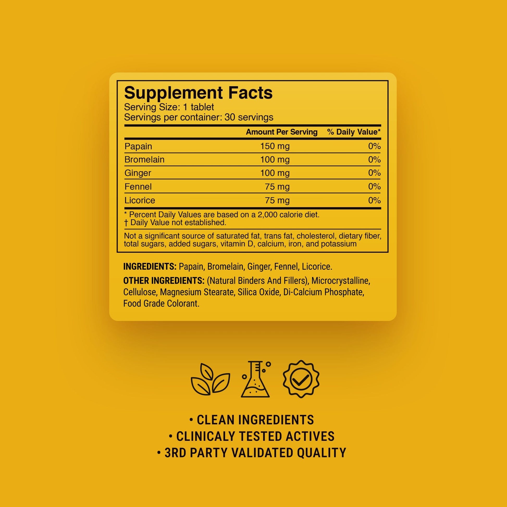 500mg Digestive Enzyme Tablets - Pineapple Papaya - Mood Tablets