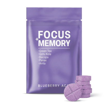 500mg Focus + Memory Tablets - Blueberry Acai - Mood Tablets