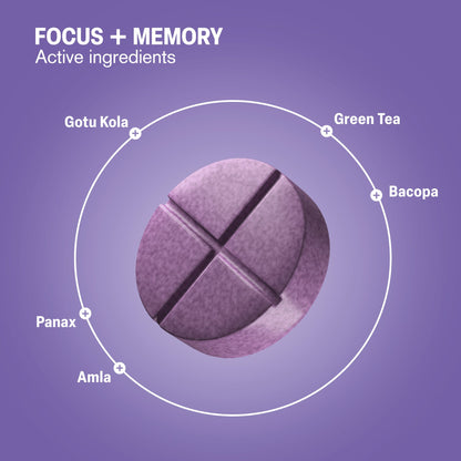 500mg Focus + Memory Tablets - Blueberry Acai - Mood Tablets