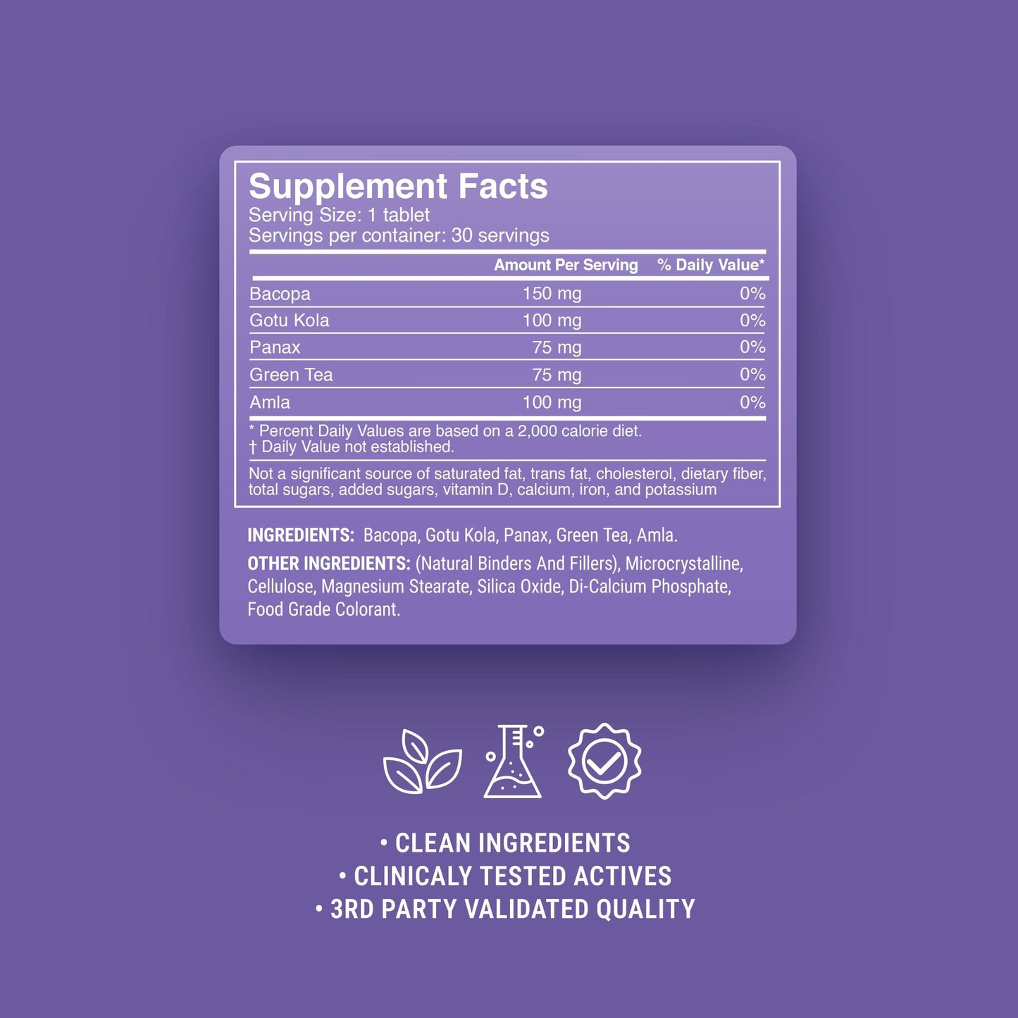 500mg Focus + Memory Tablets - Blueberry Acai - Mood Tablets