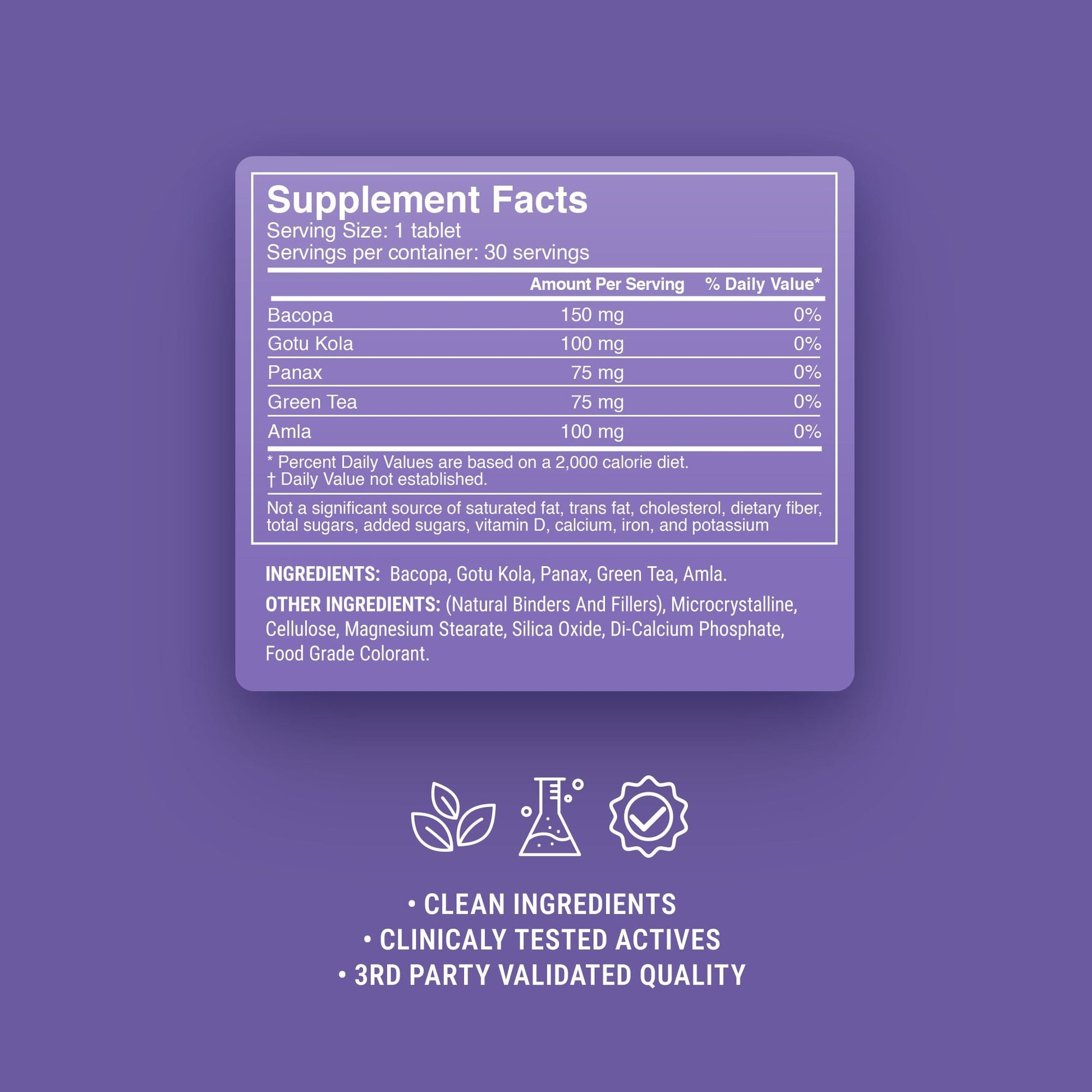 500mg Focus + Memory Tablets - Blueberry Acai - Mood Tablets