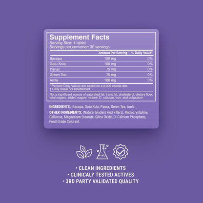 500mg Focus + Memory Tablets - Blueberry Acai - Mood Tablets