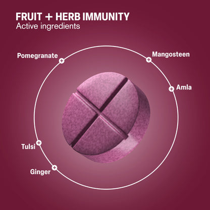 500mg Fruit + Herb Immunity Tablets - Pomegranate Berry - Mood Tablets