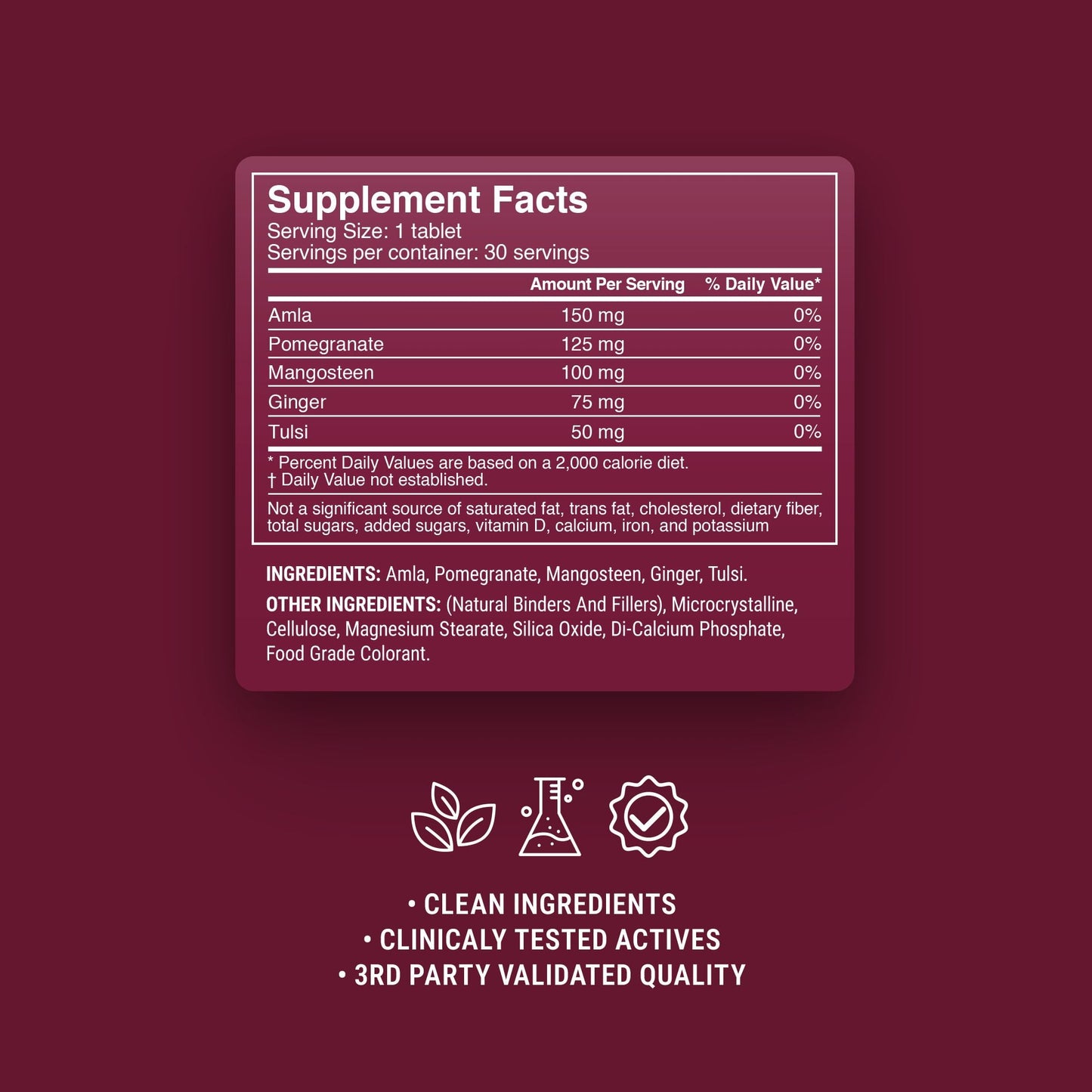 500mg Fruit + Herb Immunity Tablets - Pomegranate Berry - Mood Tablets