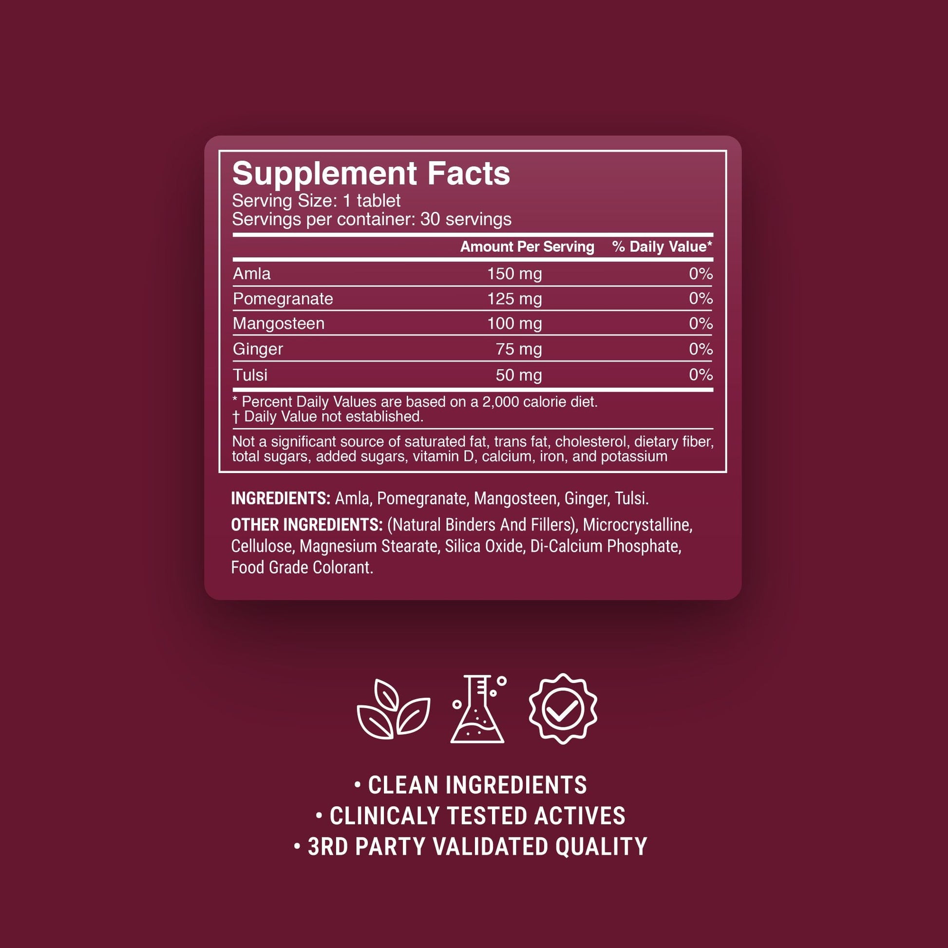 500mg Fruit + Herb Immunity Tablets - Pomegranate Berry - Mood Tablets